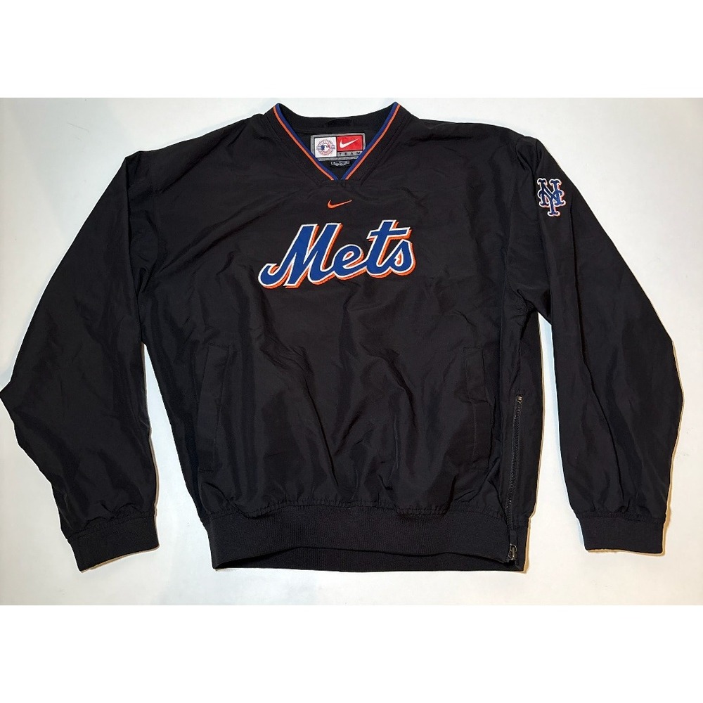 Vintage Nike NY Met's Windbreaker | Center Swoosh | Black | Medium